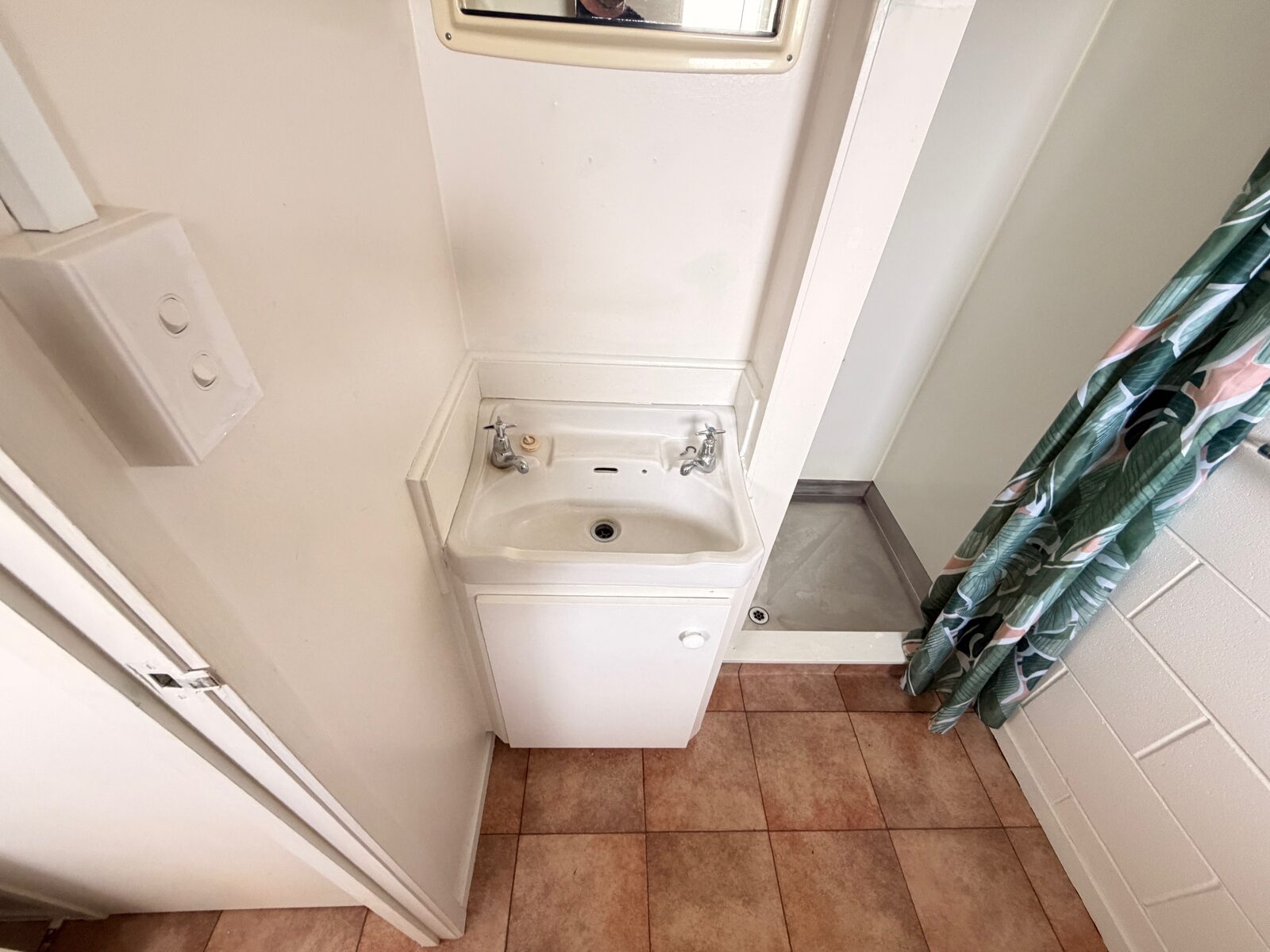 Bathroom vanity before renovation, Auckland